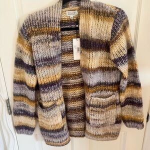 Molly Bracken Purple and Cream Striped Cardigan